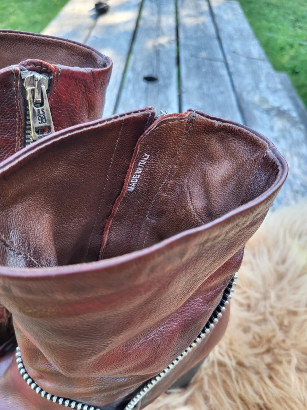 A.S.98 Made in Italy Leather Moto Boots | Size 38 | Distressed Brown - Picture 14 of 15